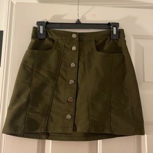 Green fitted mini skirt
